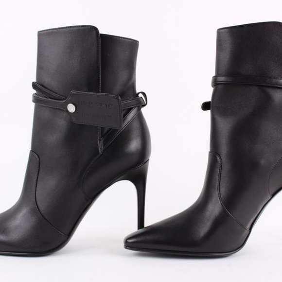 Off-White™ sz39 Black Leather Zip Tie Tag Ziptie - Picture 4 of 12